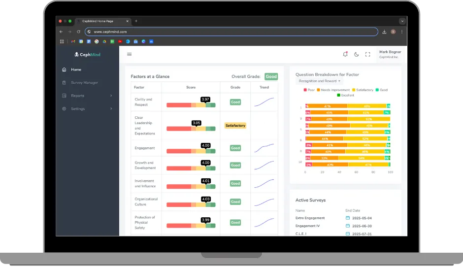 Laptop with CephMind tool open